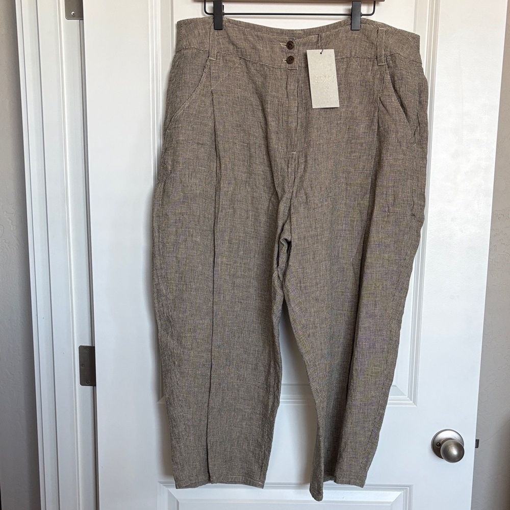 Poetry Linen-Blend Taupe Trousers